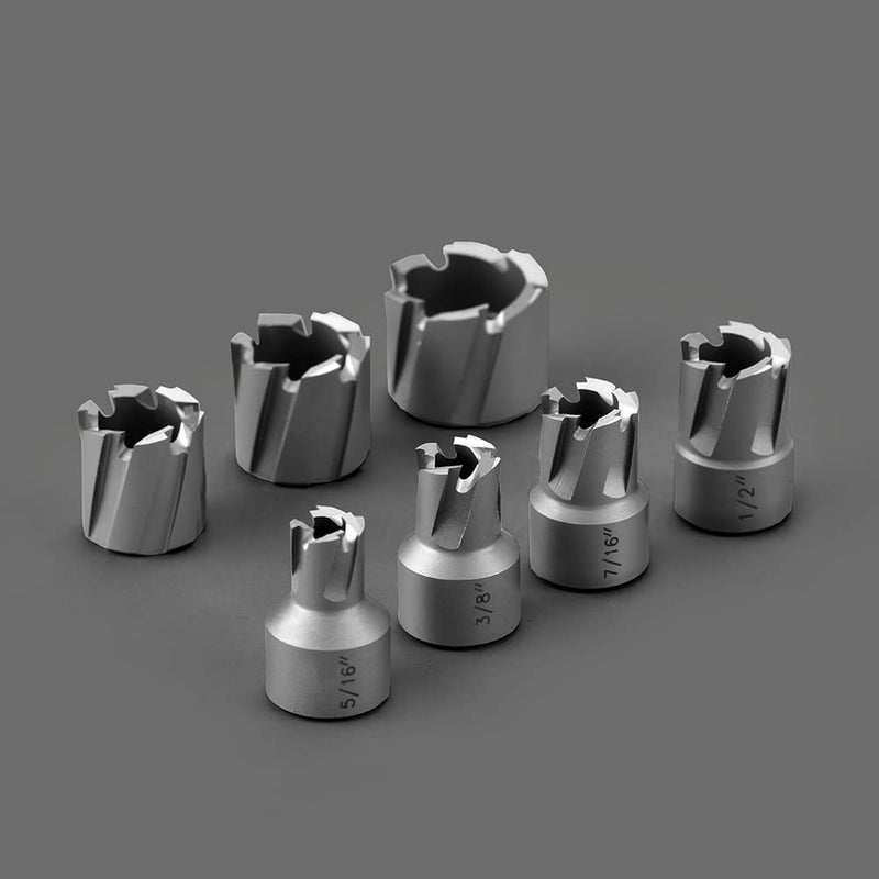 JESTUOUS Spot Weld Cutter Set 1/4" Cutting Depth with 5/16" 3/8" 7/16" 1/2" 9/16" 5/8" 3/4" Cutting Diameter 3/8" Thread Shank Annular Cutters Drill Bits - Image 3
